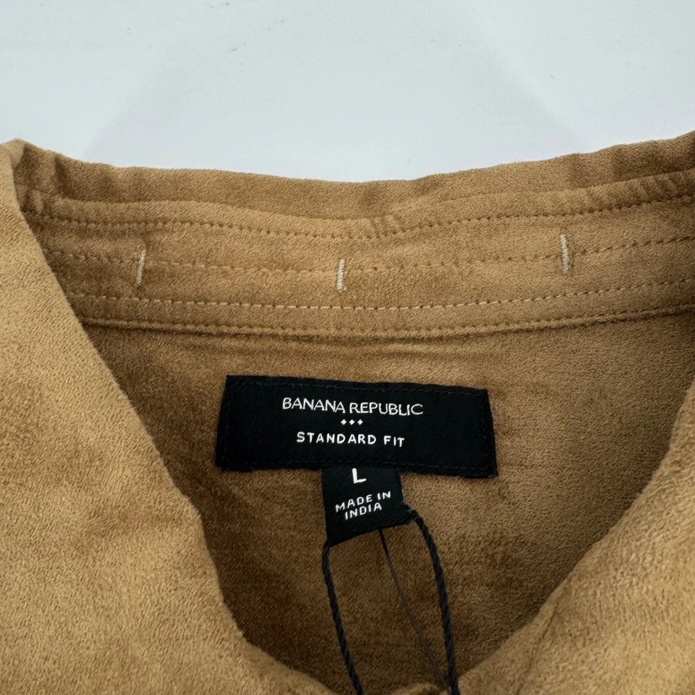 Banana Republic Mens Vegan Suede Shirt Jacket Camel Brown Standard Fit Large NWT